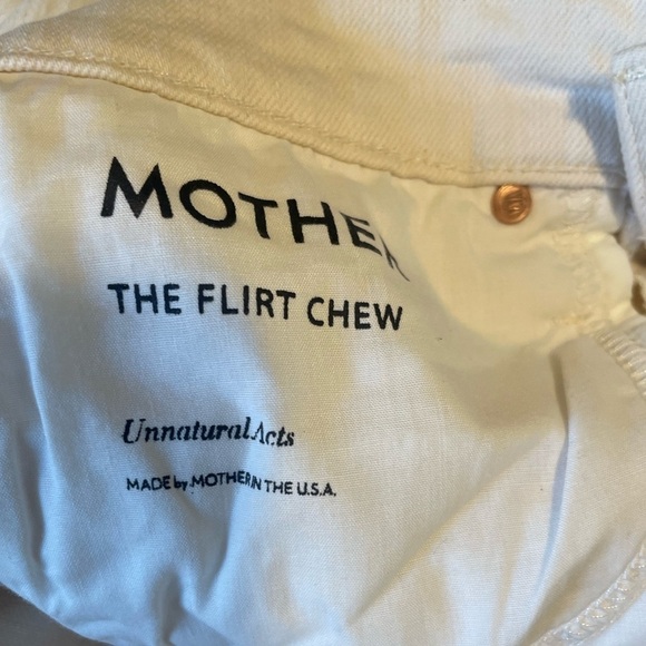 Mother Denim The Flirt Chew Ankle Unnatural Acts Ivory Straight Jeans Sz 25 High - Picture 11 of 16